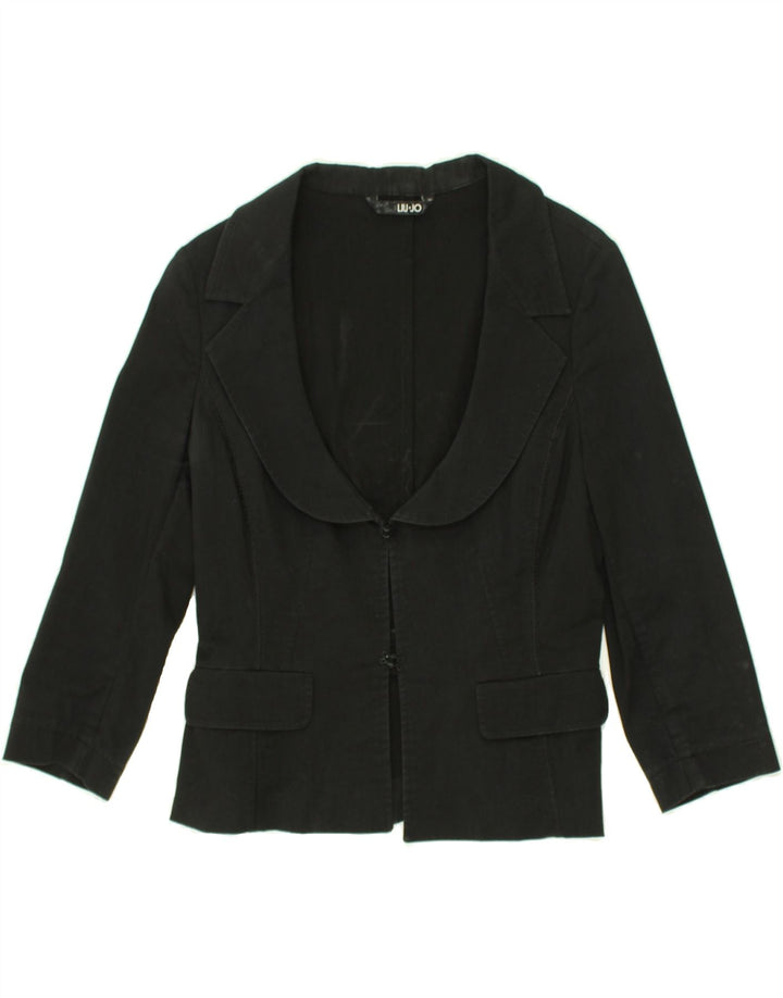 LIU JO Womens 2 Button Blazer Jacket IT 44 Medium Black Cotton | Vintage Liu Jo | Thrift | Second-Hand Liu Jo | Used Clothing | Messina Hembry 