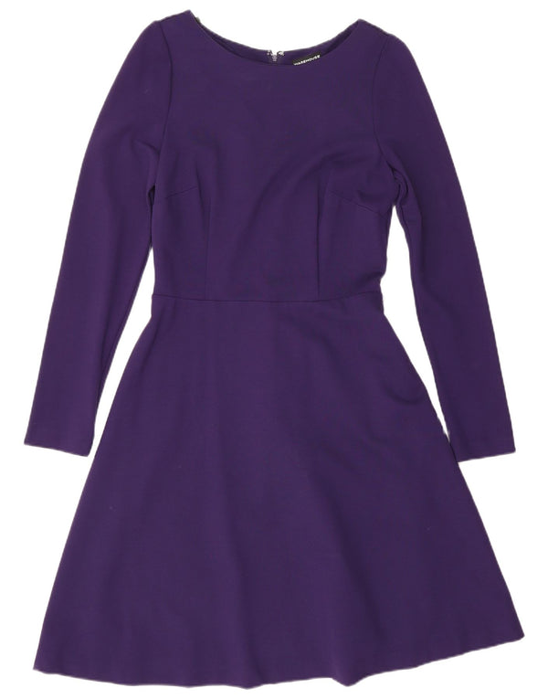 Langärmliges A-Linien-Kleid für Damen von Warehouse, UK 10, Größe S, Lila, Viskose