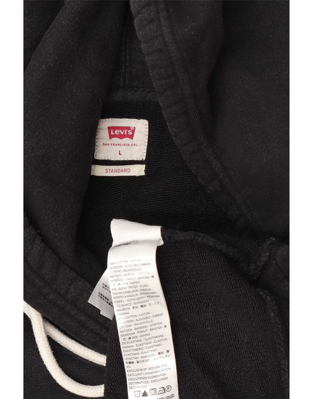 Levi's Herren-Kapuzenpullover mit Standard-Passform, groß, aus schwarzer Baumwolle