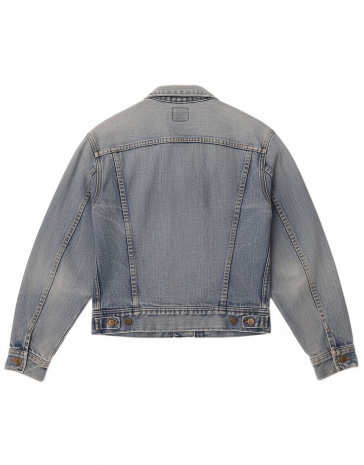 Lee Damen Crop Denim Jacke UK 12 Mittelblau