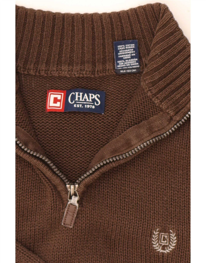 Chaps Herren-Pullover mit Reißverschluss am Hals, kleine braune Baumwolle