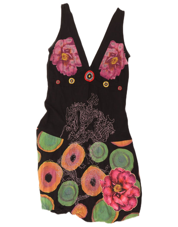 Desigual Ärmelloses Bubble-Kleid mit Grafik für Mädchen, 9–10 Jahre, XL, Schwarz, Blumenmuster