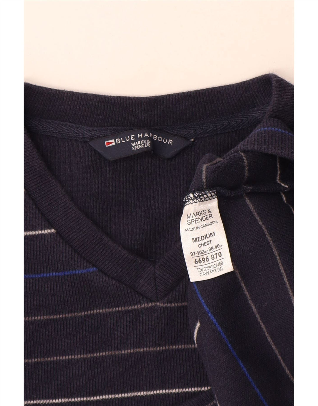 MARKS & SPENCER Herren-Pullover mit V-Ausschnitt, UK 38/40, mittleres Marineblau