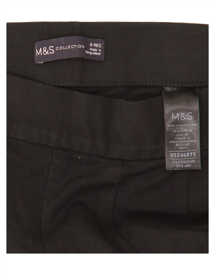 Marks & Spencer Damen Gerade Freizeithose UK 8 Small Schwarze Viskose
