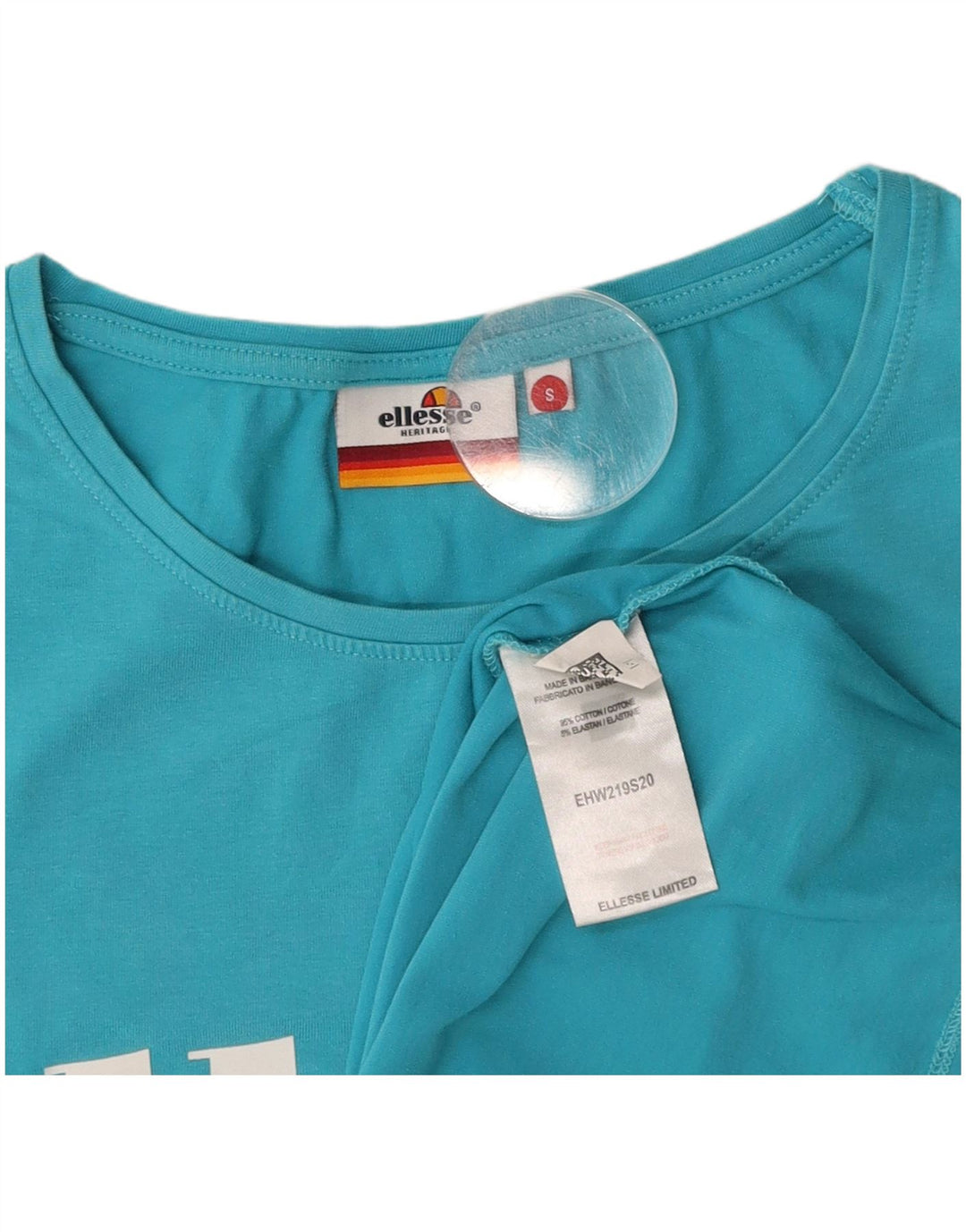 ELLESSE Damen Heritage Graphic T-Shirt Top UK 10 Small Blau Baumwolle