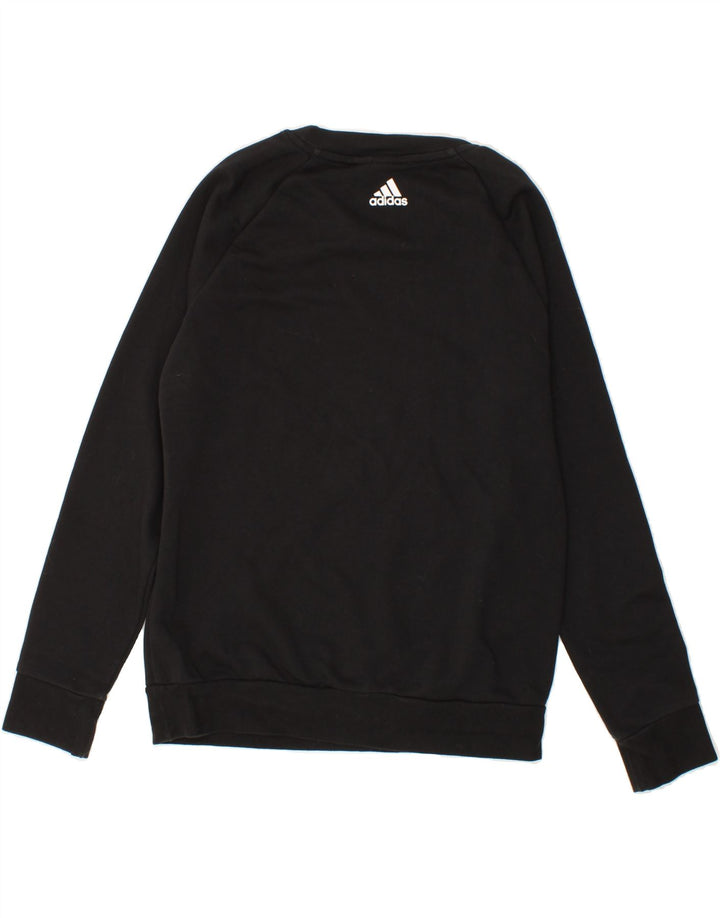 ADIDAS Mens Graphic Sweatshirt Jumper Small Black Vintage Adidas and Second-Hand Adidas from Messina Hembry 