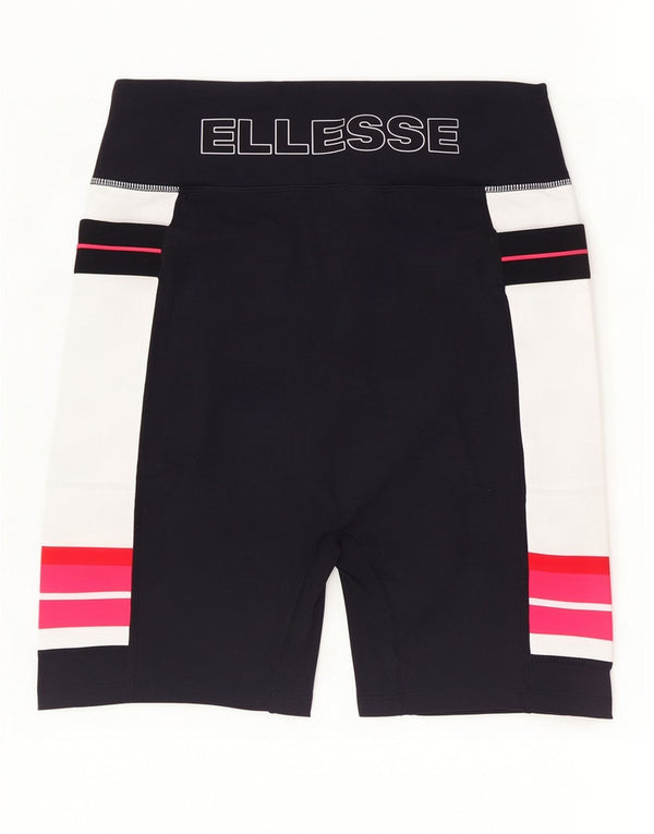 Ellesse Womens Graphic Sport Shorts UK 12 Mittel Schwarz Farbblock