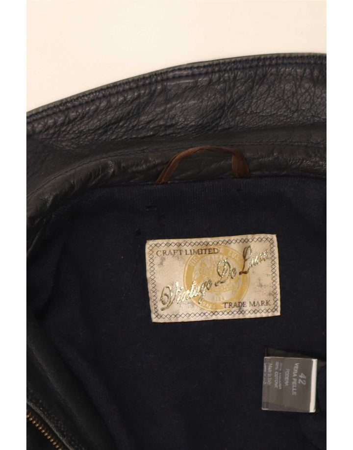 Vintage Damen Lederjacke IT 42 Mittelschwarzes Leder
