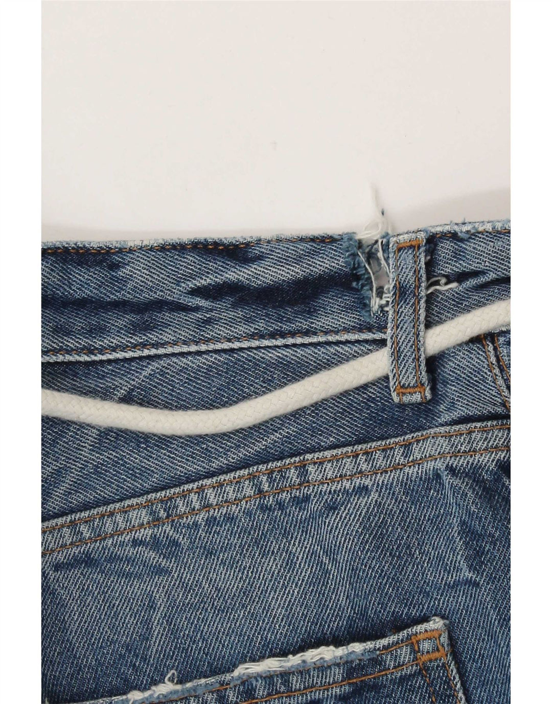 Zara Herren Distressed Denim Shorts EU 38 Small W30 Blaue Baumwolle