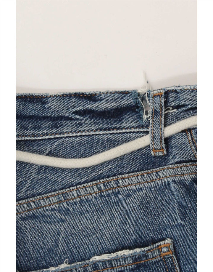 Zara Herren Distressed Denim Shorts EU 38 Small W30 Blaue Baumwolle