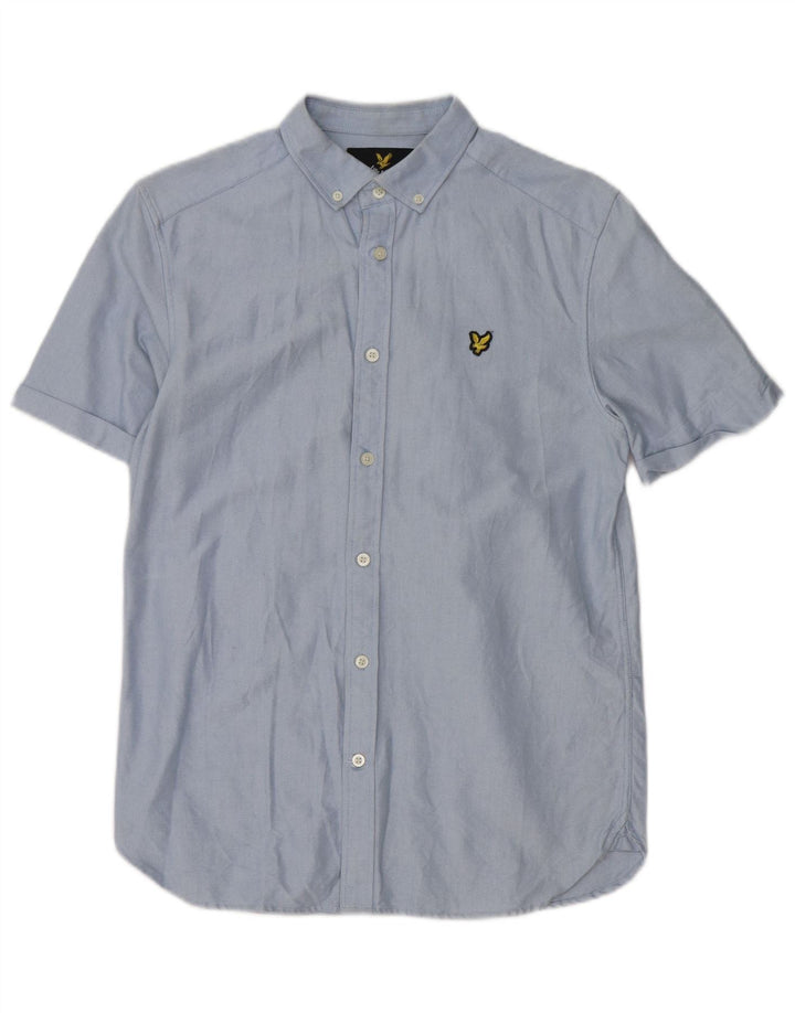 Lyle & Scott Herren-Kurzarmhemd, Größe S, Blau, Baumwolle