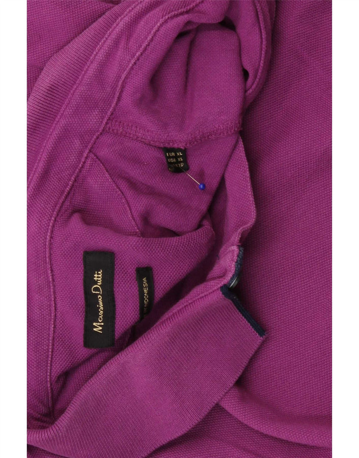 Massimo Dutti Herren Poloshirt XL Lila Baumwolle
