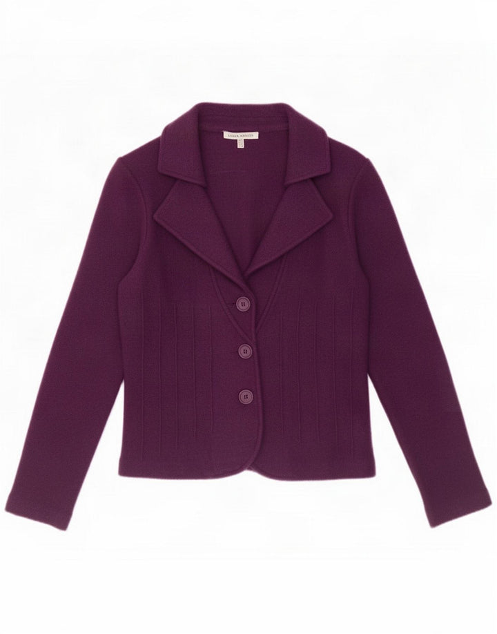 Laura Ashley Damen-Blazerjacke mit 3 Knöpfen, UK 12, mittelviolette Lammwolle