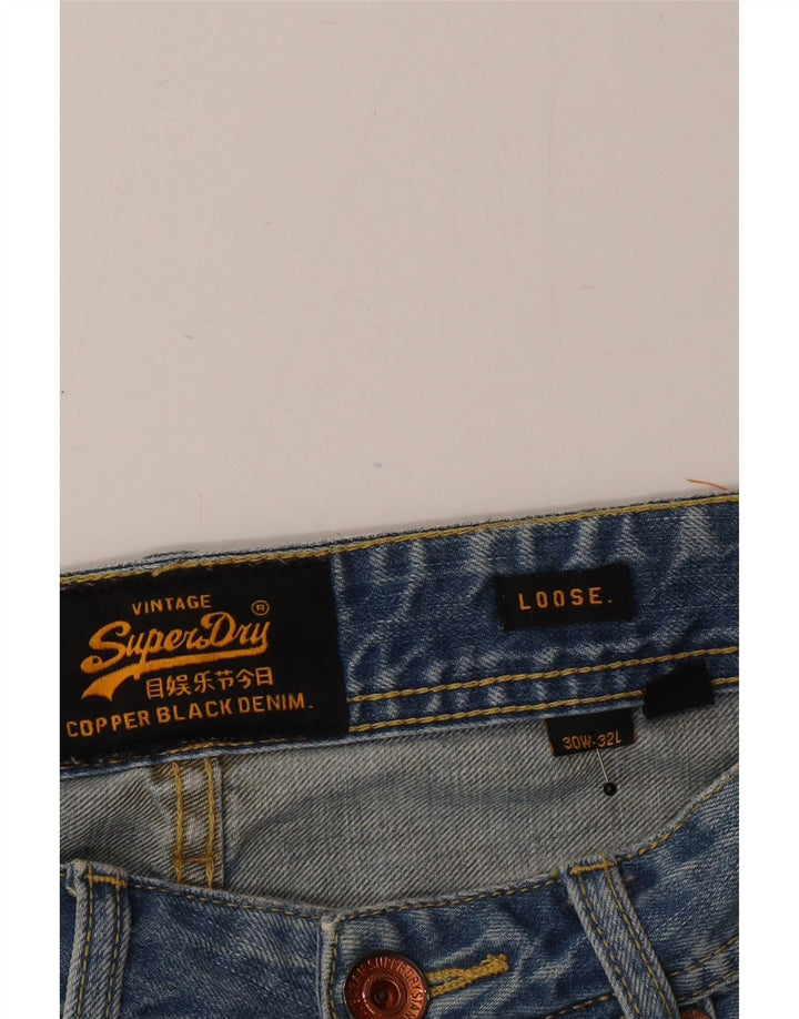 Superdry Herren Loose Jeans W30 L32 Blaue Baumwolle