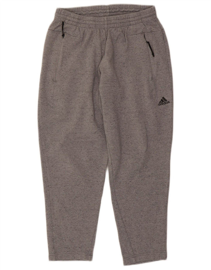 Adidas Herren-Trainingshose aus mittelgrau gefleckter Baumwolle