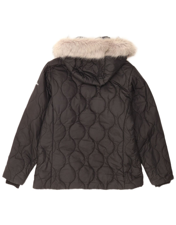 Columbia Damen-Jacke mit Kapuze, gepolstert, UK 16, Größe L, Schwarz, Polyester