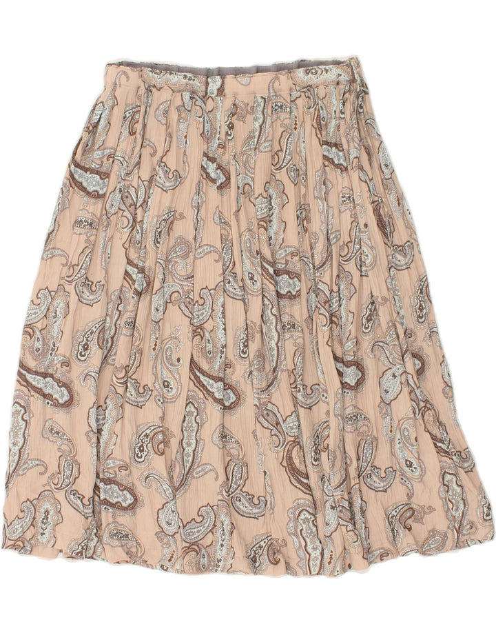 VINTAGE Womens Pleated Skirt W30 Medium Beige Paisley Vintage Vintage and Second-Hand Vintage from Messina Hembry 