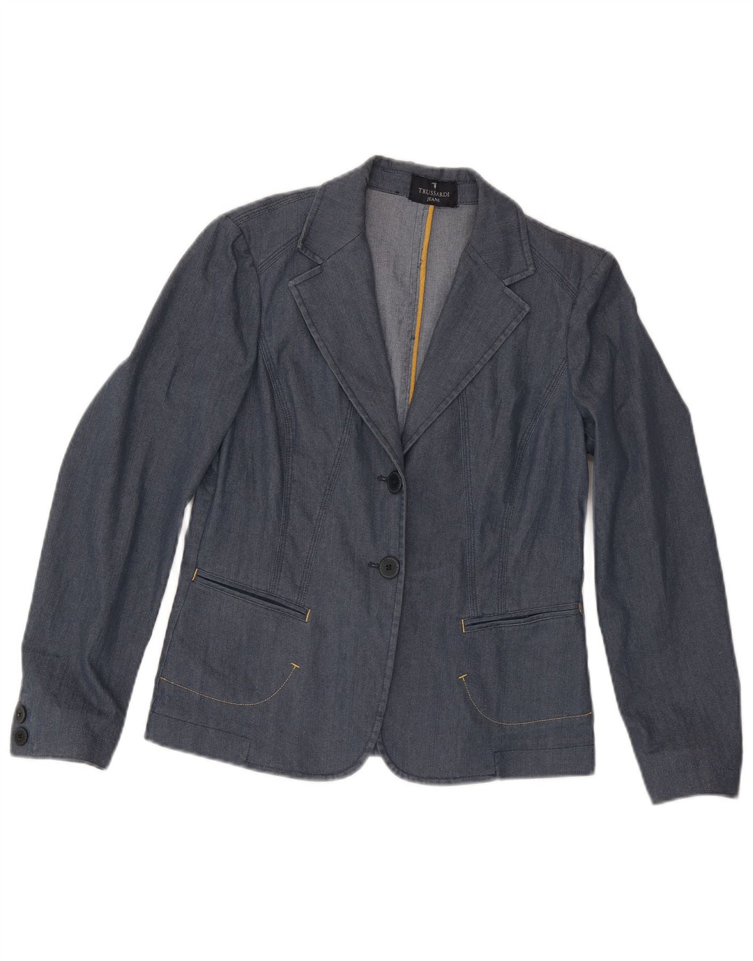 Trussardi Damen-Denim-Blazer mit 2 Knöpfen, Gr. 14, Marineblau