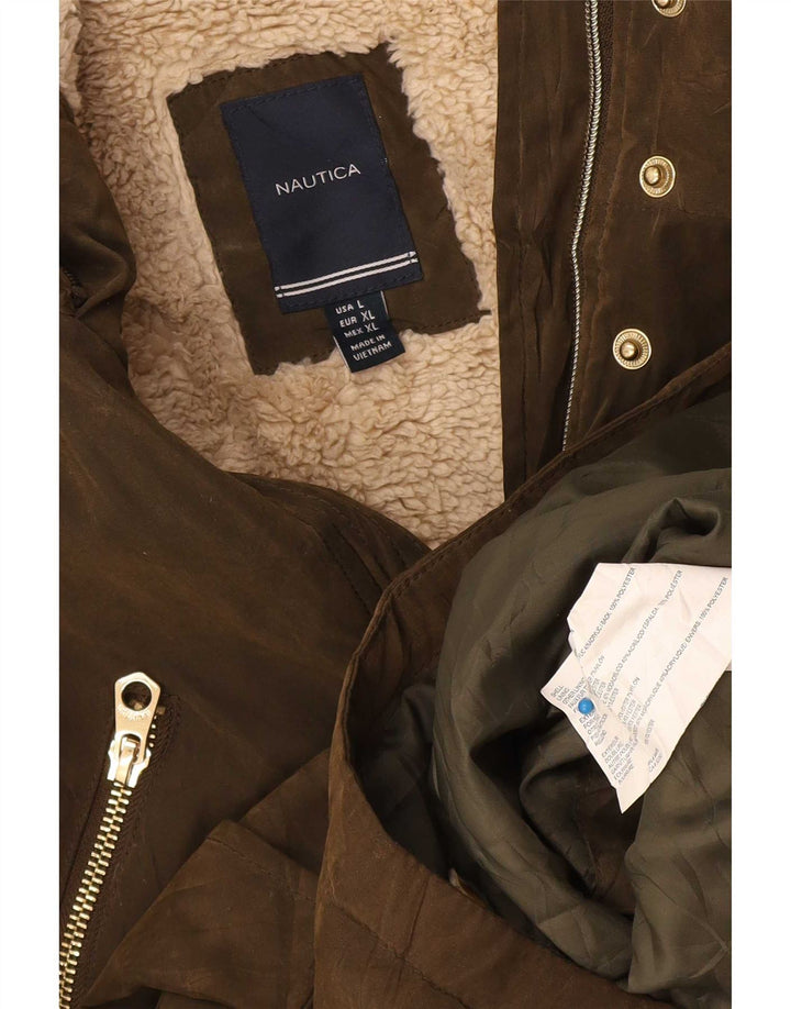 Nautica Damen Sherpa Parka Jacke UK 16 Large Khaki Polyester
