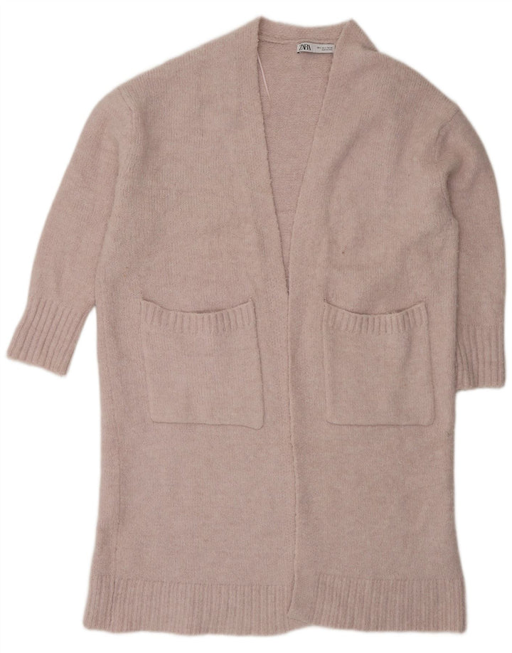 Langer, übergroßer Damen-Cardigan von Zara, Gr. 10, Größe S, Rosa, Polyester