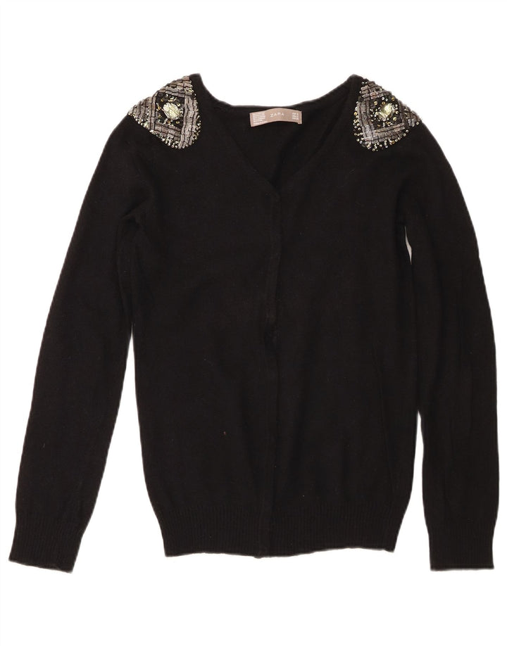 Zara Damen-Cardigan-Pullover, Größe S, Größe S, Schwarz, Baumwolle