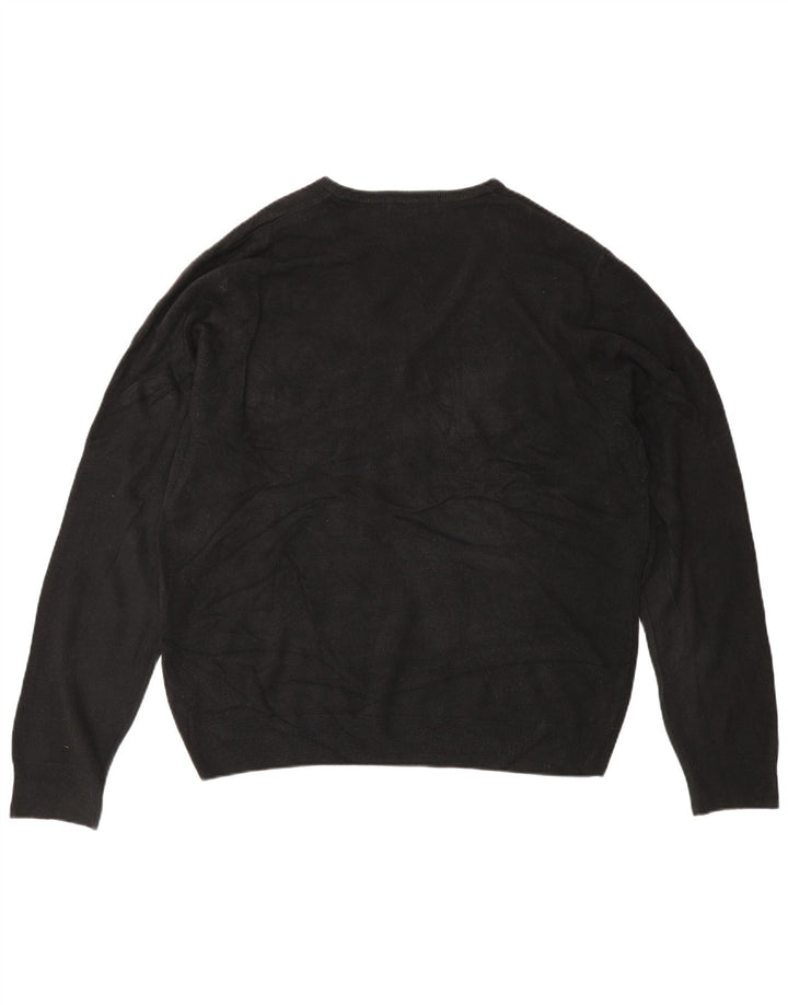 Marks & Spencer Herren-Pullover mit V-Ausschnitt, groß, Acryl, Schwarz
