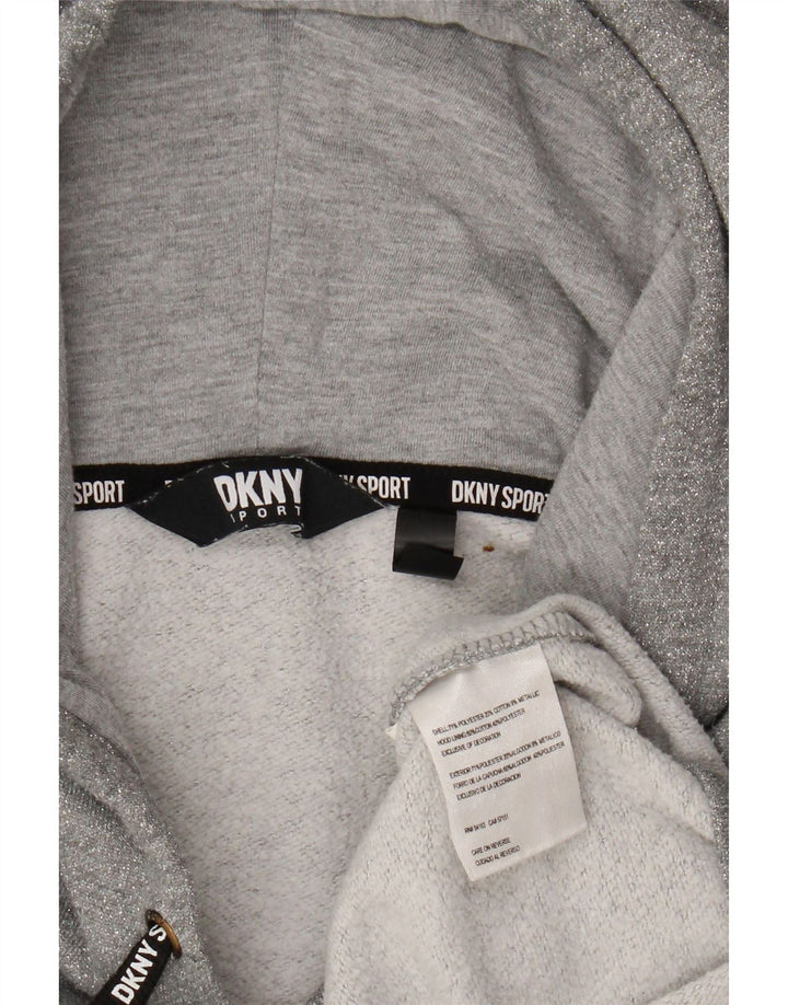 DKNY Womens Graphic Oversized Hoodie Pullover UK 14 Mittelgraues Polyester