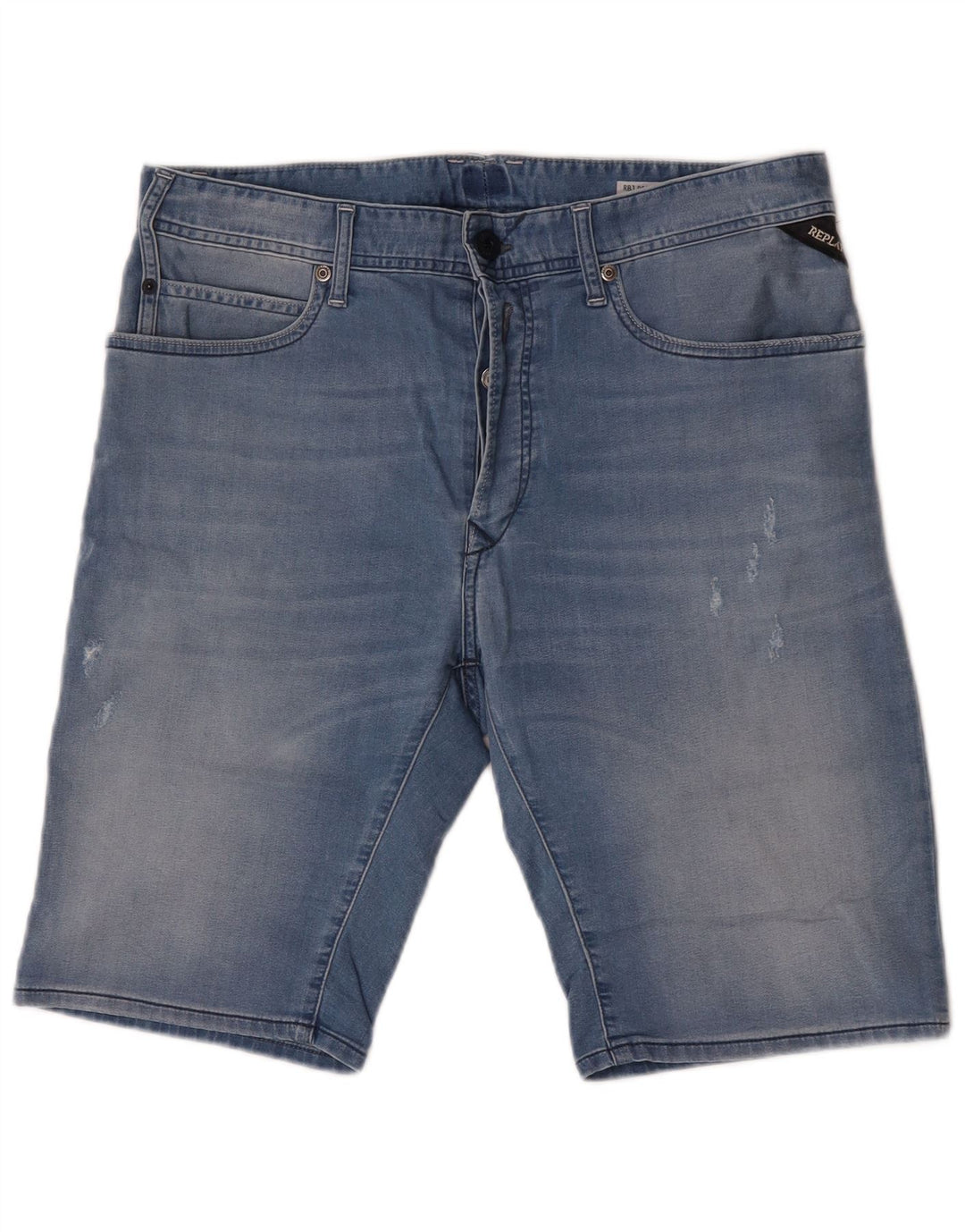 Replay Herren-Jeansshorts, W32, mittelblau, Baumwolle
