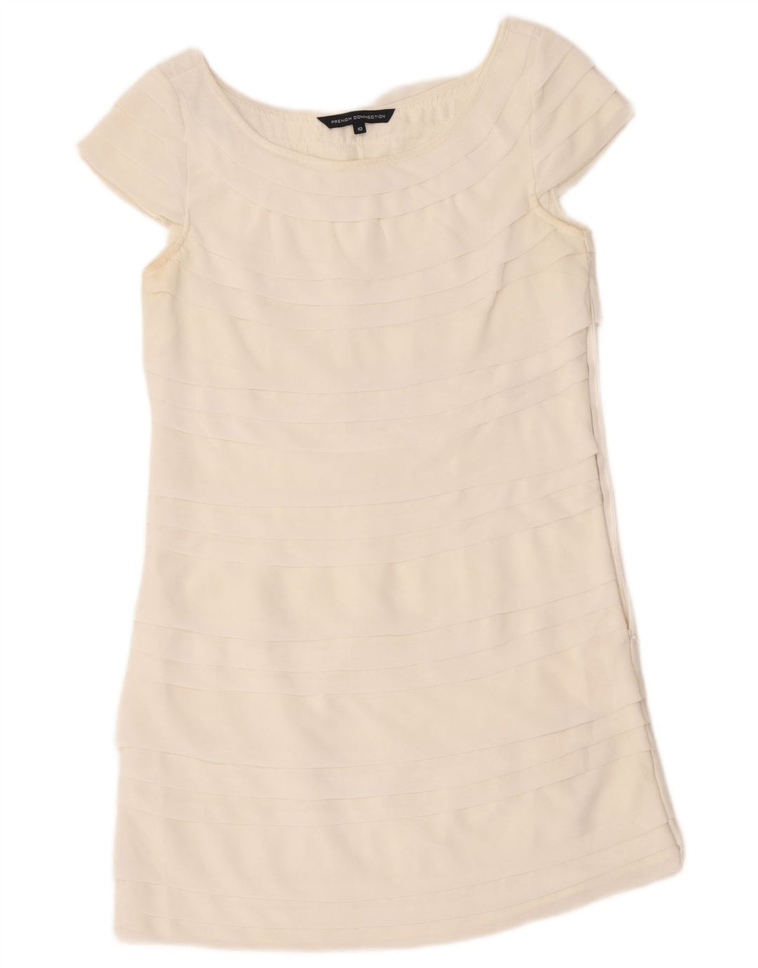 French Connection Damen-Stufenkleid, UK-Größe 40, Größe S, Weiß, Polyester