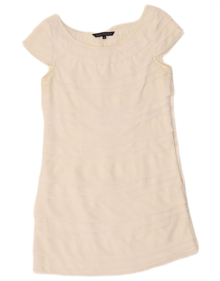 French Connection Damen-Stufenkleid, UK-Größe 40, Größe S, Weiß, Polyester