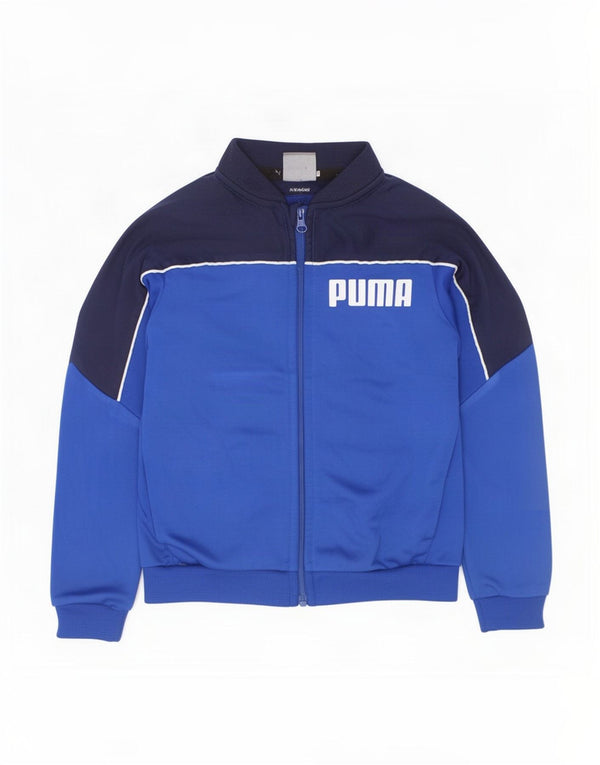 Puma Jungen Grafik-Trainingsanzug-Top-Jacke, 2–3 Jahre, blaues Farbblock-Polyester