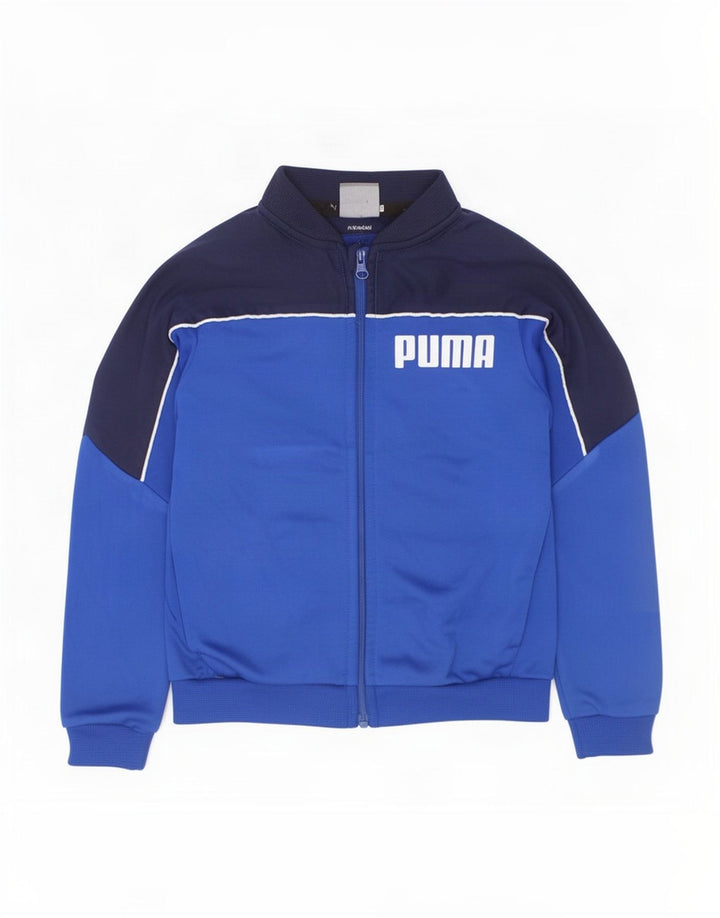 Puma Jungen Grafik-Trainingsanzug-Top-Jacke, 2–3 Jahre, blaues Farbblock-Polyester