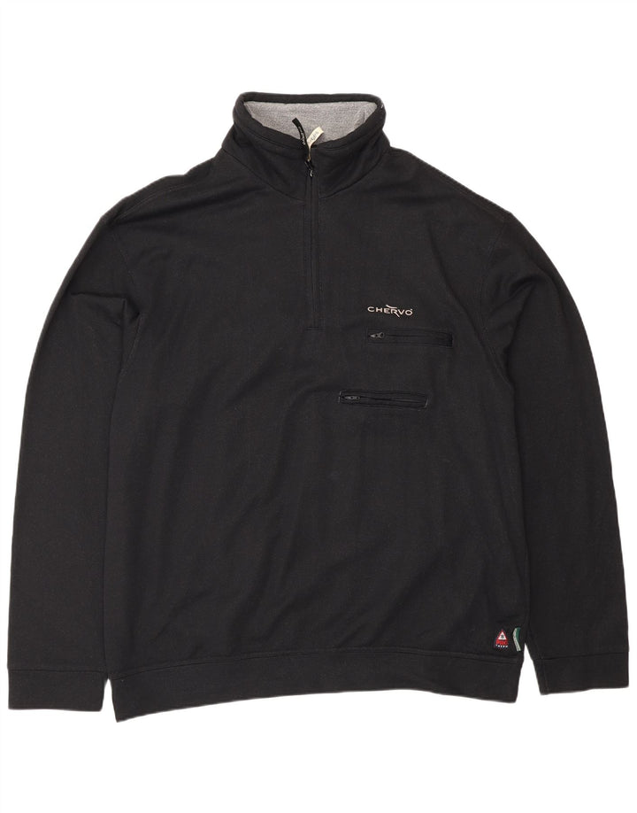 Chervo Herren-Sweatshirt mit Reißverschluss am Hals, IT 58 3XL, schwarzes Polyamid