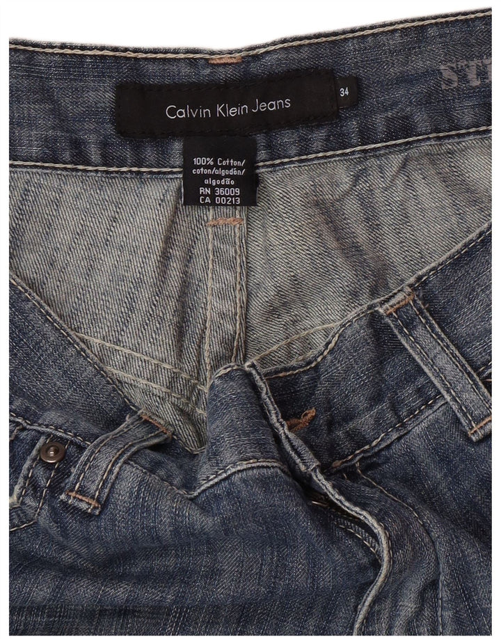 CALVIN KLEIN Herren Straight Jeans W34 L30 Blaue Baumwolle