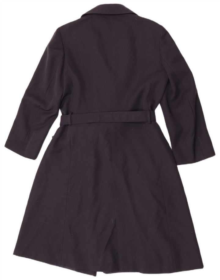 Vintage Damen Zweireihiger Trenchcoat UK 14 Medium Navy Blue Polyester