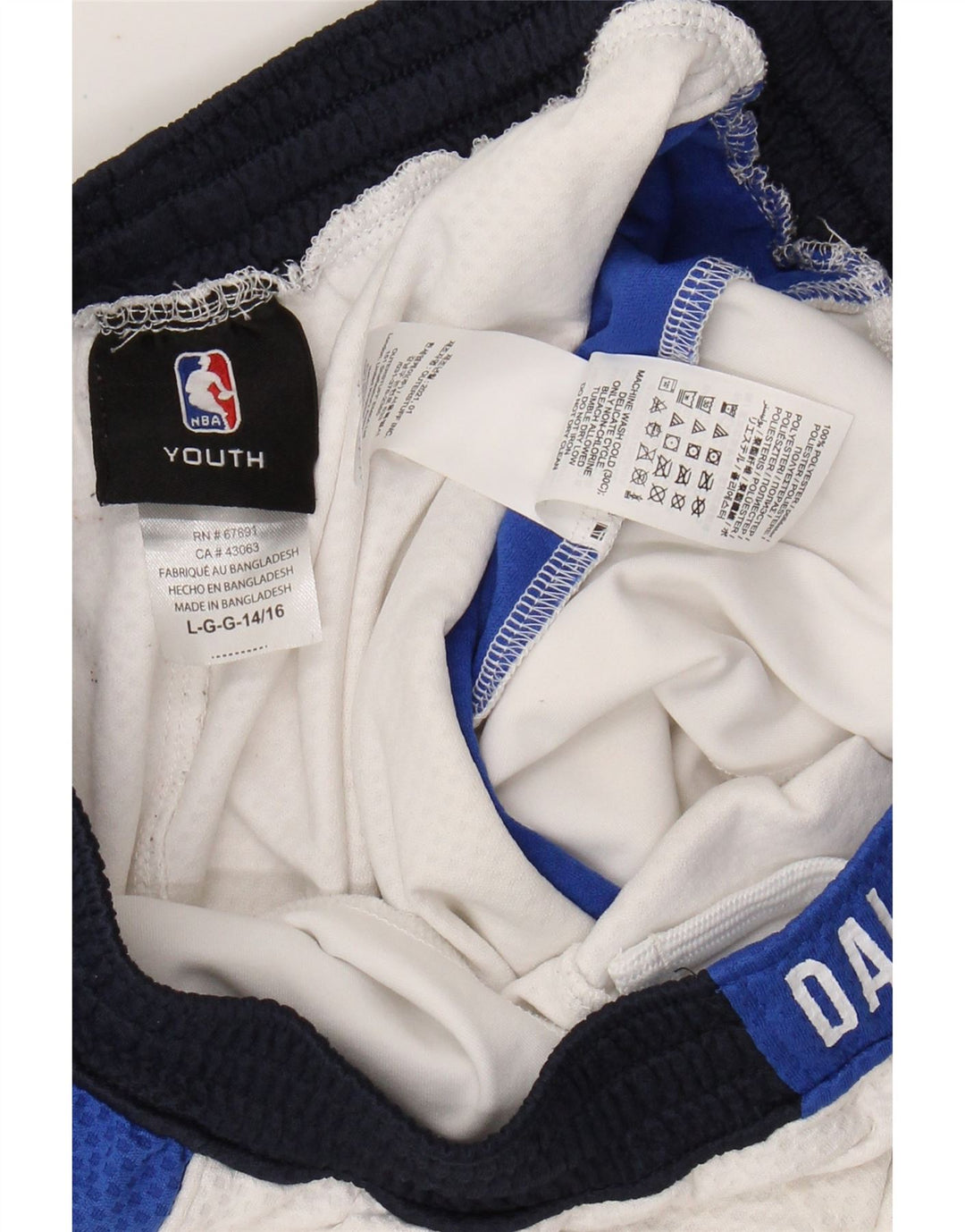 NBA Jungen Dallas Mavericks Sportshorts, 14–15 Jahre, Größe L, Weiß, Farbblock
