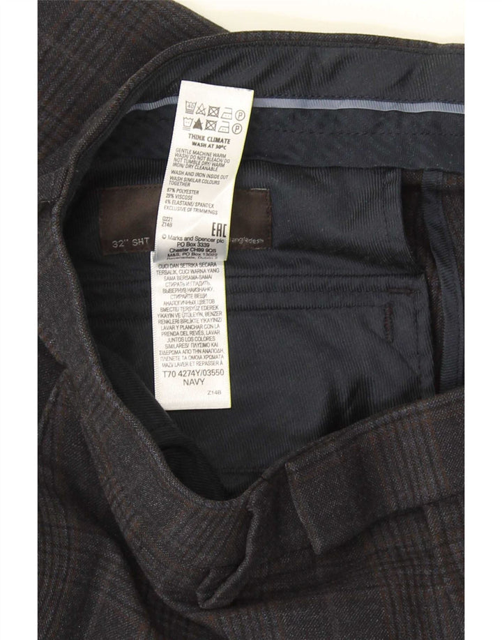 Marks & Spencer Herren-Anzughose in normaler Passform, W32 L29, Marineblau kariert