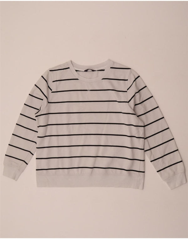 Marks & Spencer Damen-Sweatshirt-Pullover UK 18 XL weiß gestreift aus Baumwolle