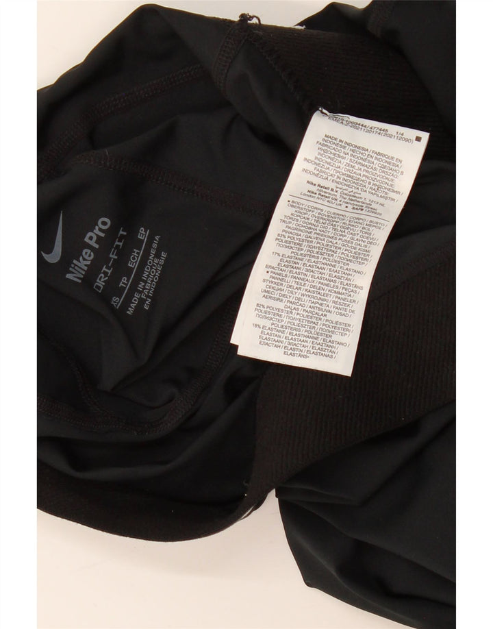 NIKE Womens Dri Fit Graphic Leggings UK 4 XS Schwarz Polyester