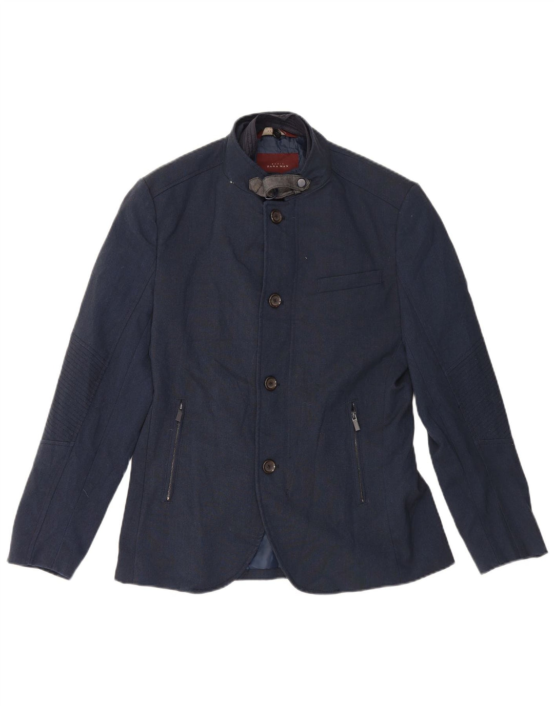 Zara Herren-Blazer mit 4 Knöpfen, Gr. 40, groß, marineblau, Polyester