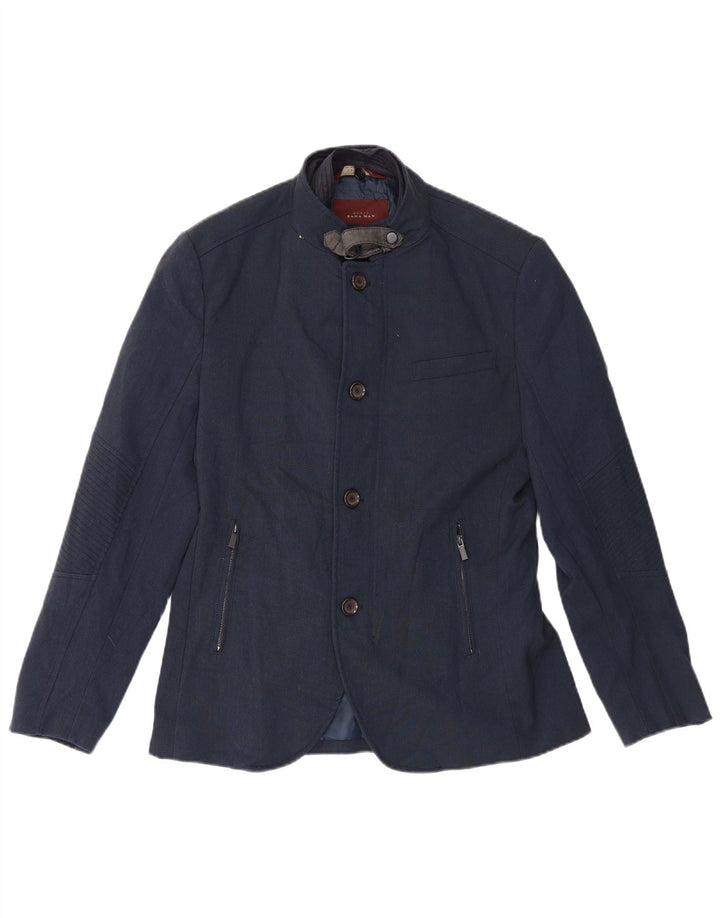 Zara Herren-Blazer mit 4 Knöpfen, Gr. 40, groß, marineblau, Polyester