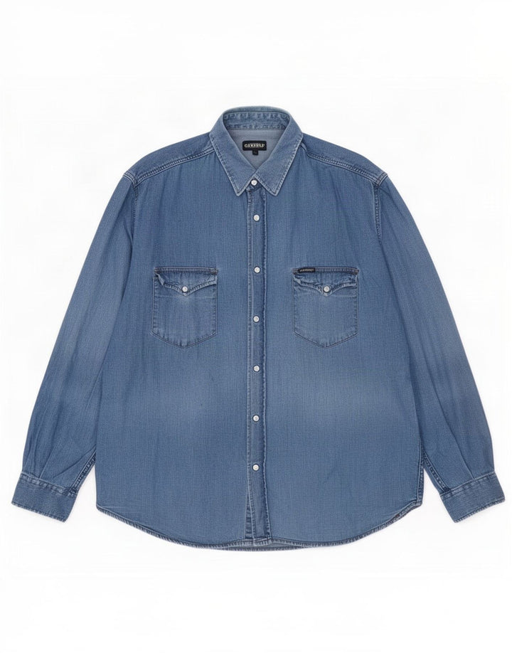 Carrera Herren Jeanshemd 2XL Blau Baumwolle