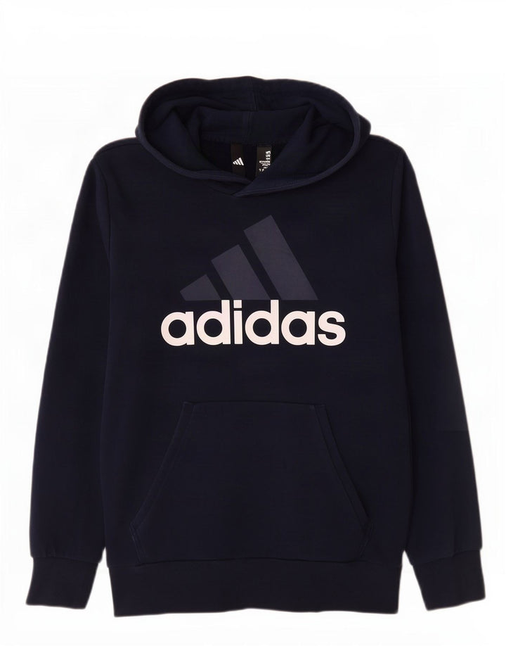 Adidas Herren Grafik-Hoodie-Pullover aus Baumwolle in mittlerem Marineblau