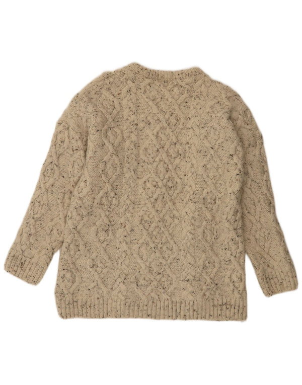 Acorn Herren-Pullover mit grafischem Rundhalsausschnitt, groß, beige meliert, Schurwolle