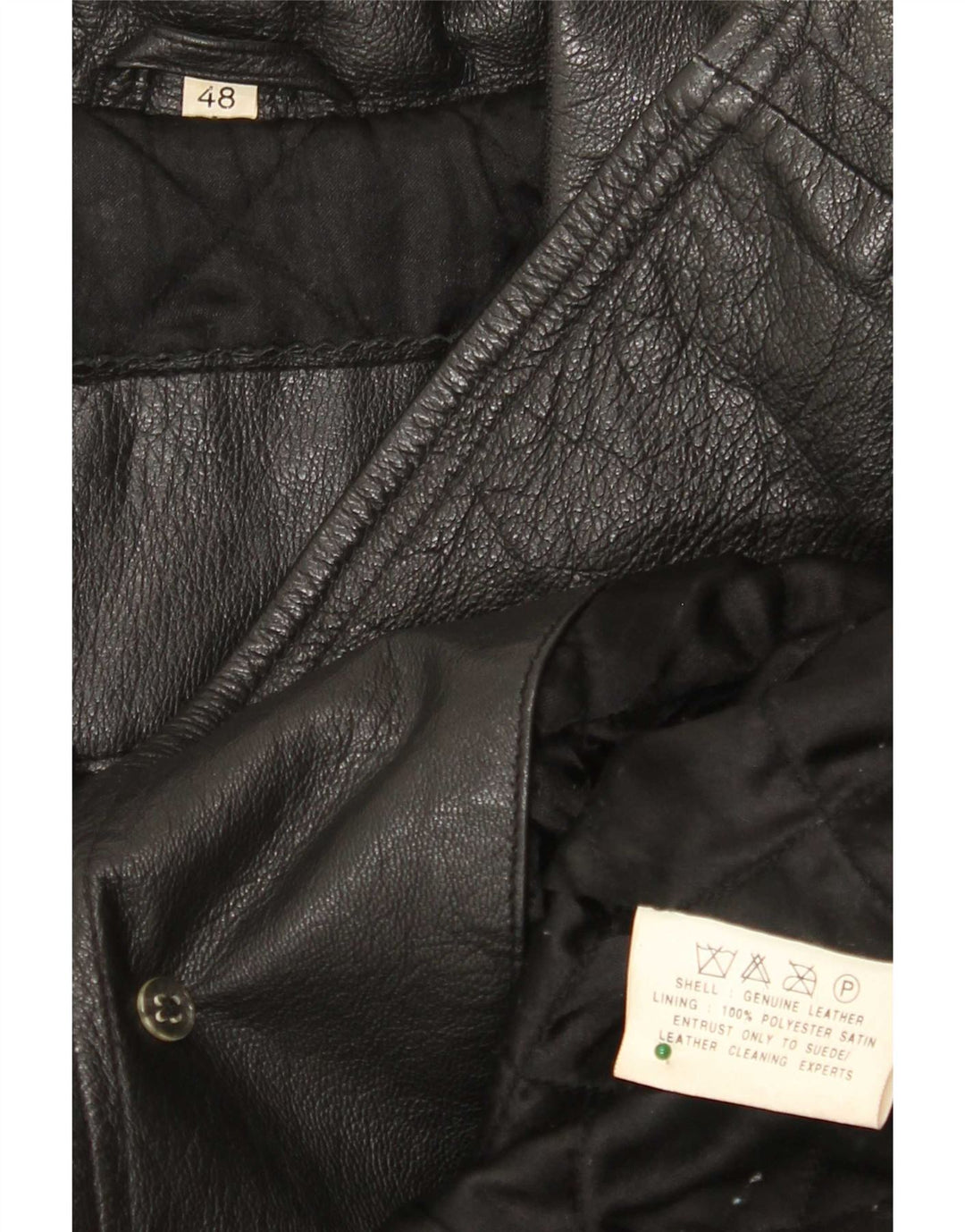 Vintage Damen Ledermantel IT 48 XL Schwarz