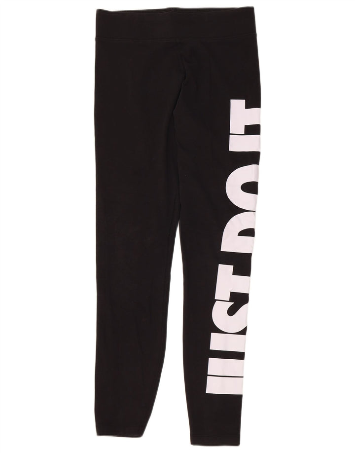 NIKE Damen Graphic Leggings UK 12 Mittelschwarze Baumwolle