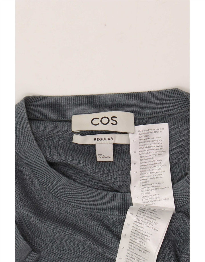 Cos Herren-T-Shirt-Oberteil, normal, mittelblaue Seide
