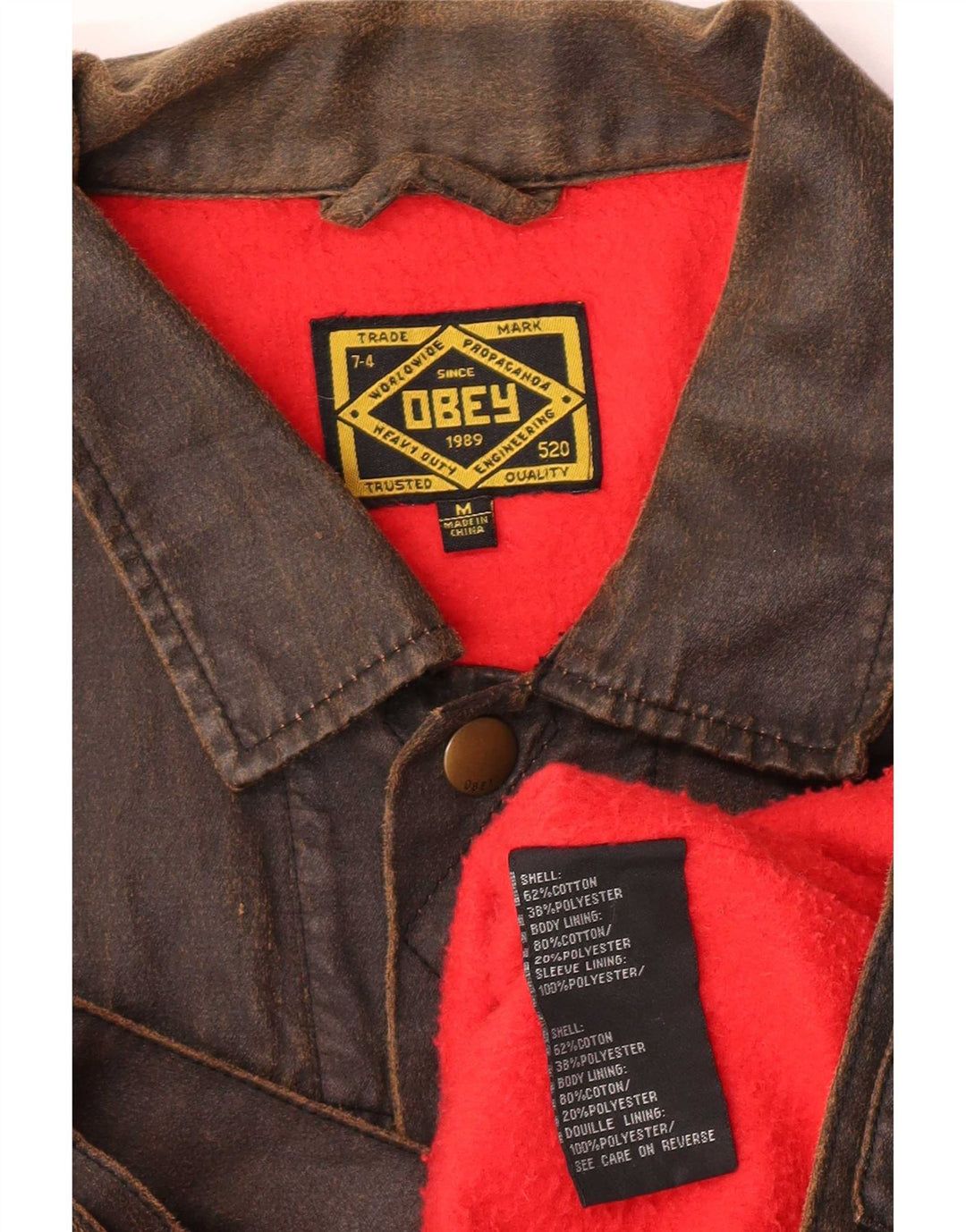 Obey Damen-Jacke aus gewachster Baumwolle, UK 14, mittelbraune Baumwolle