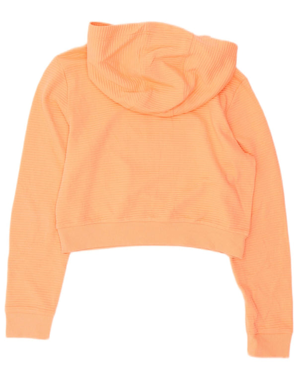 Adidas Damen Übergroßer Crop Graphic Hoodie Pullover UK 8 Small Orange Baumwolle