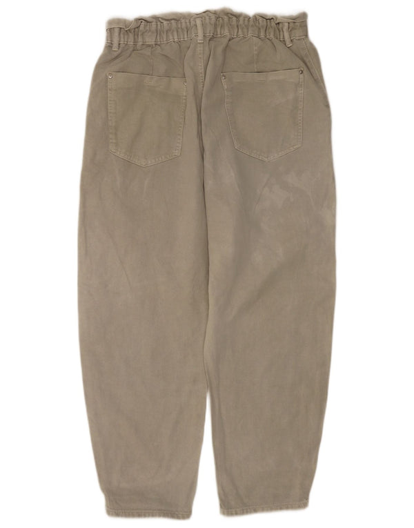 Zara Damen-Jeans mit hoher Taille, kurz geschnitten, EU 44, XL, W34, L25, Khaki